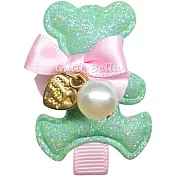 Cutie Bella馬卡龍色系蝴蝶結小熊全包布手工髮夾-Macaron Teddy-Mint