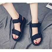 (預購商品) JDS-夏季輕巧沙灘百搭魔鬼貼涼鞋EU35黑色