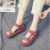 (預購商品) JDS-夏季輕巧沙灘百搭魔鬼貼涼鞋EU35酒紅色