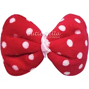 Cutie Bella絨毛水玉點蝴蝶結全包布手工髮夾-Minnie Dots-Red