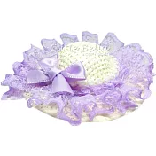 Cutie Bella珍珠蕾絲蝴蝶結遮陽帽全包布手工髮夾-Sun Hat-Lilac