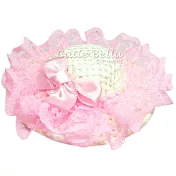 Cutie Bella珍珠蕾絲蝴蝶結遮陽帽全包布手工髮夾-Sun Hat-Pinky