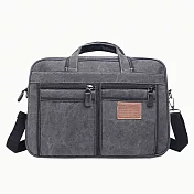 WAIPU 時尚多功能側背包 帆布包 男女休閒包 背包 大型文件收納公事包 斜跨單肩包 1198灰