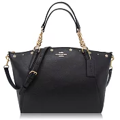 COACH 卵石皮革配花瓣鉚釘 / Kelsey 中款 / 肩背兩用包_黑色黑色