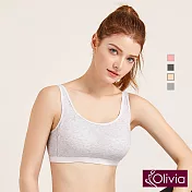 【Olivia】無鋼圈輕運動舒棉內衣M淺灰色