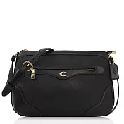 COACH 卵石皮革 / 小牛皮飾邊 / 小款斜背包_黑色黑色