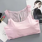 【Secret Lover】冰絲螺紋蕾絲美背無痕無鋼圈內衣胸罩(共三色)SL8252粉色