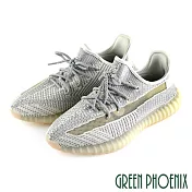 ◤Green Phoenix◥混色編織鏤空綁帶套入式平底休閒鞋UK8淺灰色