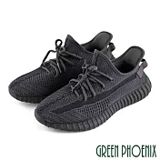 ◤Green Phoenix◥混色編織鏤空綁帶套入式平底休閒鞋UK10黑色