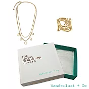 【Wanderlust + Co】官方情人節禮盒 雙層次星軌金項鍊+層次星軌金戒指(戒圍6)