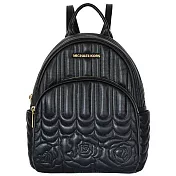 MICHAEL KORS 玫瑰壓紋皮革後背包-黑色(現貨+預購）黑色