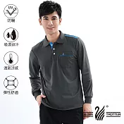 【遊遍天下】MIT台灣製男款休閒抗UV吸濕排汗機能POLO長衫(L10033)M深灰