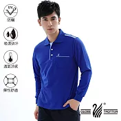 【遊遍天下】MIT台灣製男款休閒抗UV吸濕排汗機能POLO長衫(L10033)M寶藍