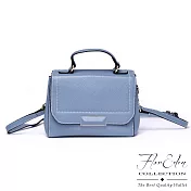 Flor Eden - 韓版氣質輕奢女款真皮手提斜背包-共2色亞麻藍色