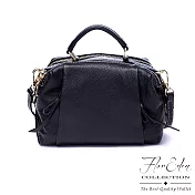 Flor Eden - 韓版氣質典雅女款真皮手提肩背包-共2色黑色