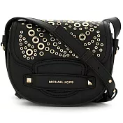 MICHAEL KORS 鉚釘皮革翻蓋斜背包-黑色（現貨+預購）黑色