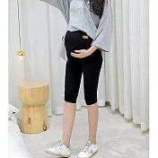 孕婦七分褲莫代爾針織托腹打底褲 夏裝外穿孕婦中褲顯瘦薄XL黑色