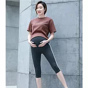 孕婦運動型托腹褲 薄款外穿打底褲莫代爾孕婦七分打底褲L深灰色