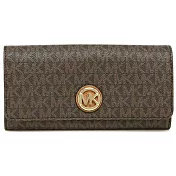MICHAEL KORS 圓標防刮翻蓋長夾-咖啡（現貨+預購）咖啡