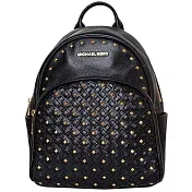 MICHAEL KORS 鉚釘皮革編織後背包-黑色（現貨+預購）黑色