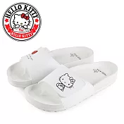 HELLO KITTY 撞色可愛凱蒂貓沾黏式平底拖鞋EU36白色