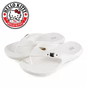 HELLO KITTY 凱蒂貓金屬水鑽輕量防水夾腳平底拖鞋EU36白色