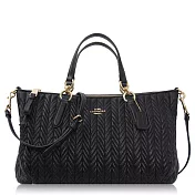 COACH 絎縫小牛皮 / 手提 / 斜背兩用包_黑色黑色