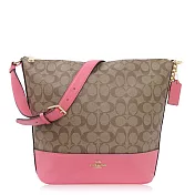 COACH 經典 PVC / Paxton Duffle / 大款斜背包_卡其桃卡其桃
