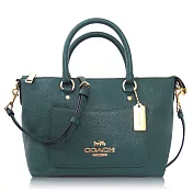 COACH 鵝卵石皮革 / 小款 / 斜背兩用包_深綠深綠