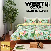 【日本西村Westy】亞熱帶微風雙人4件組-綠-標準雙人床包組