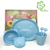 【Cornflower】熊熊餐具禮盒5入組天空藍