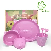 【Cornflower】熊熊餐具禮盒5入組草莓粉
