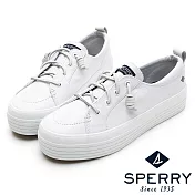 SPERRY CREST 時尚牛皮厚底休閒鞋(女)US5.5白色