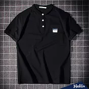 <現貨+預購>簡約素面男士時尚翻領短袖polo衫 三色-HeHaM黑色