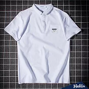 <現貨+預購>簡約素面男士時尚翻領短袖polo衫 三色-HeHaM白色