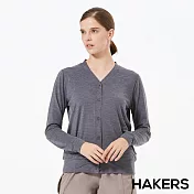 【HAKERS 哈克士】女 涼感抗菌抗UV快乾長袖罩衫(深藍/深灰 二色可選)S深灰