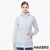【HAKERS 哈克士】女 抗UV防潑格紋長版外套(天藍/海軍藍 二色可選)S天藍