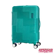 AT美國旅行者 25吋Velton 跳色幾何線條可擴充剎車輪行李箱(綠)
