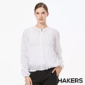 【HAKERS 哈克士】女 抗UV防潑格紋外套(白色/海軍藍 二色可選)M白色