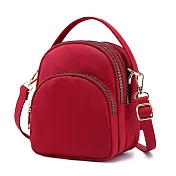 DF Queenin日韓 - 日韓女款2WAYS防潑水尼龍手提斜背包-共4色酒紅