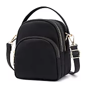 DF Queenin日韓 - 日韓女款2WAYS防潑水尼龍手提斜背包-共4色黑色