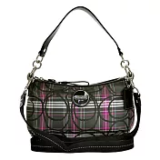 COACH 圓型飾牌C LOGO肩背/斜背兩用包-黑紫格紋  (現貨+預購)黑紫格紋