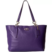 COACH 全皮金屬鍊環肩背托特包-紫 (現貨+預購)紫