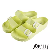 【Pretty】簡約素面輕量防水拖鞋JP23黃色