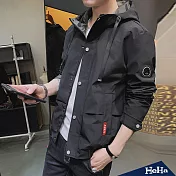 <現貨+預購>早秋款韓版舒適連帽百搭外套 二色-HeHaM黑色