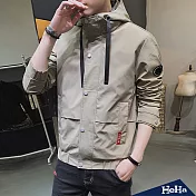 <現貨+預購>早秋款韓版舒適連帽百搭外套 二色-HeHaM卡其色