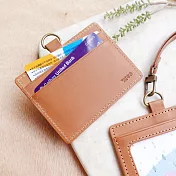 經典牛皮咖啡，橫式悠遊識別卡夾(附牛皮掛繩)