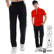 【遊遍天下】中性款防風防潑水速乾反光運動長褲(GP10007)M黑白