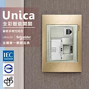 法國Schneider Unica Top埋入式資訊網路/電話插座_(金屬銅外框)