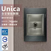 法國Schneider Unica Top埋入式高遮蔽電視插座 (金屬灰外框)